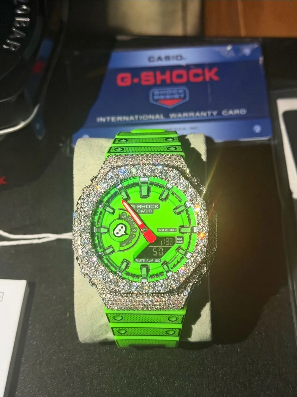 Casio G-Shock Neon Green Sport Watch with Crystal Bezel